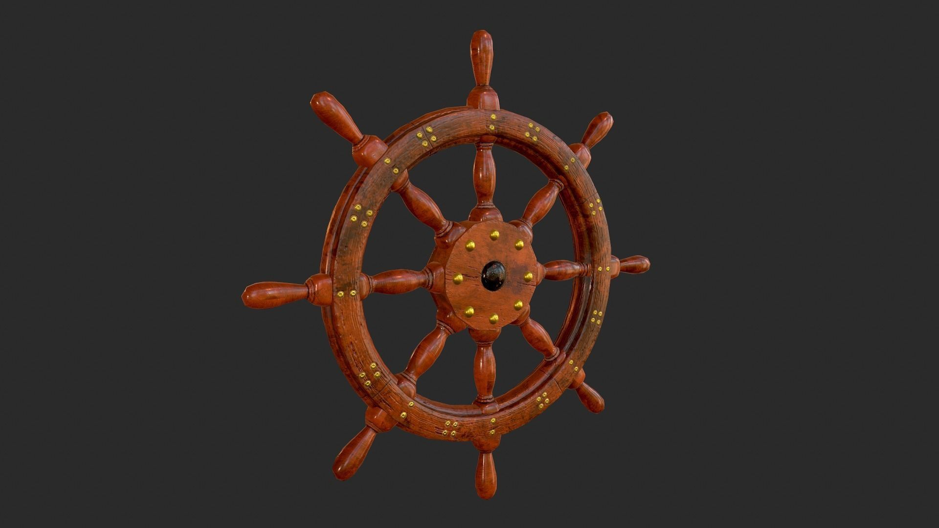 Shipwheel wooden ship wheel Free low-poly 3D model_3