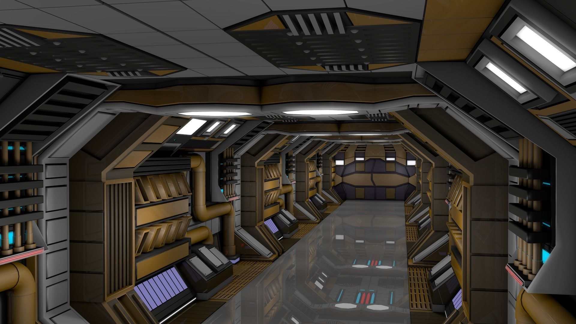 Sci Fi Corridor 3D model_6