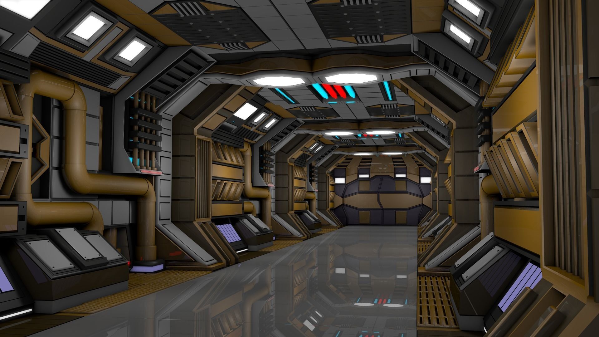 Sci Fi Corridor 3D model_5