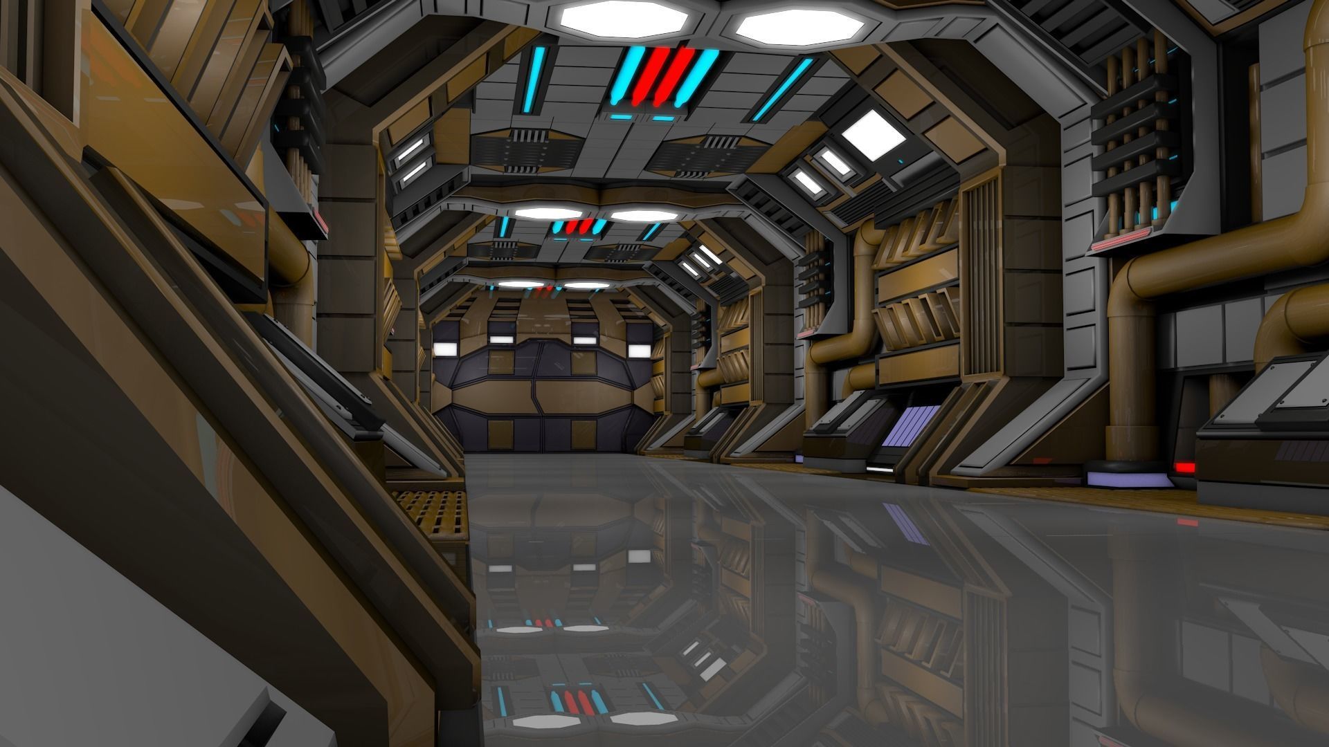 Sci Fi Corridor 3D model_4