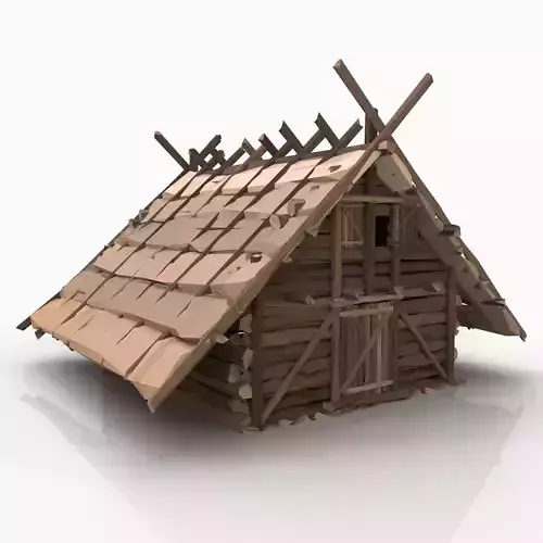 STYLIZED FANTASY MEDIEVAL VIKING WOODEN COTTAGE HOUSE HUT Free low-poly 3D model