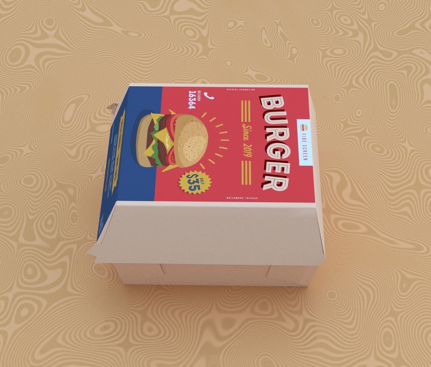 Burger Box 3D model_3