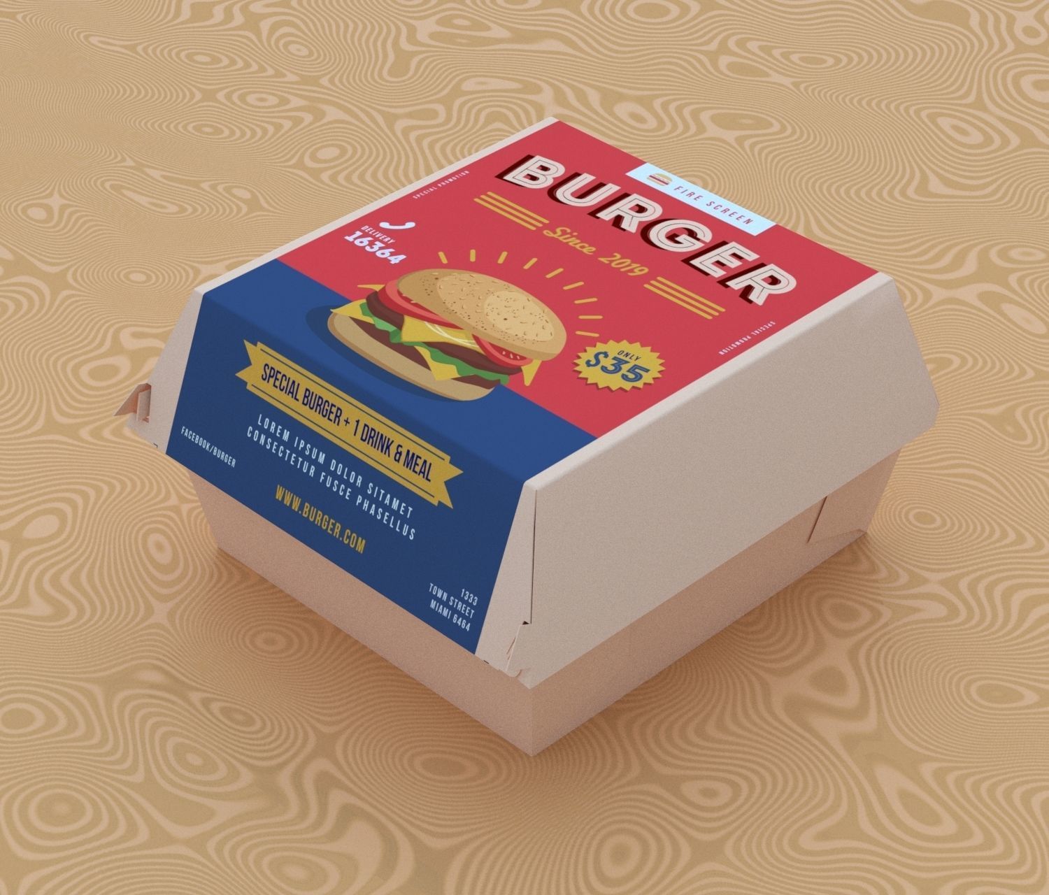 Burger Box 3D model_2