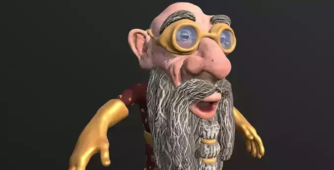 Gnome Mage Rigged Low-poly 3D model