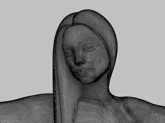 woman sculpture Ophelia statue 3D print model_3