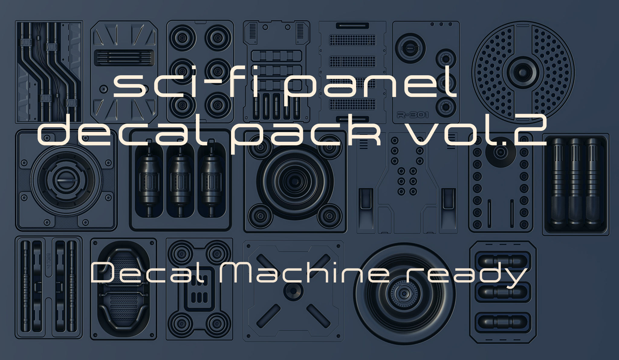Scifi alpha decal panel pack v2 Decal Machine ready Texture CGTrader