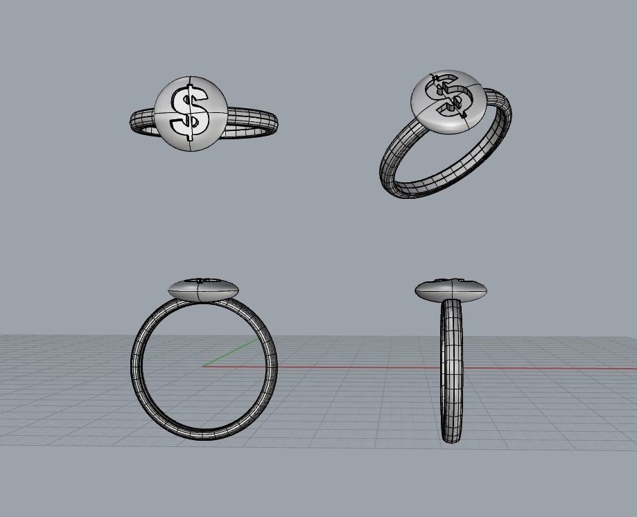 new fashion round dollar money jewelry ring printable 3D print model_4