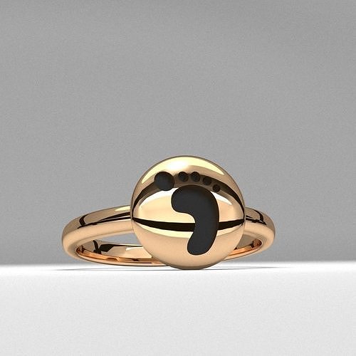 new fashion round baby footprint jewelry ring printable 3D print model