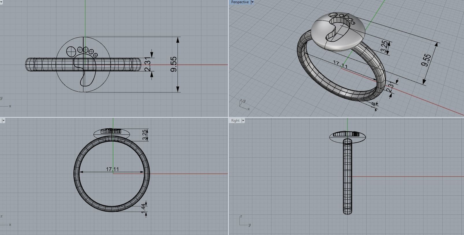 new fashion round baby footprint jewelry ring printable 3D print model_1