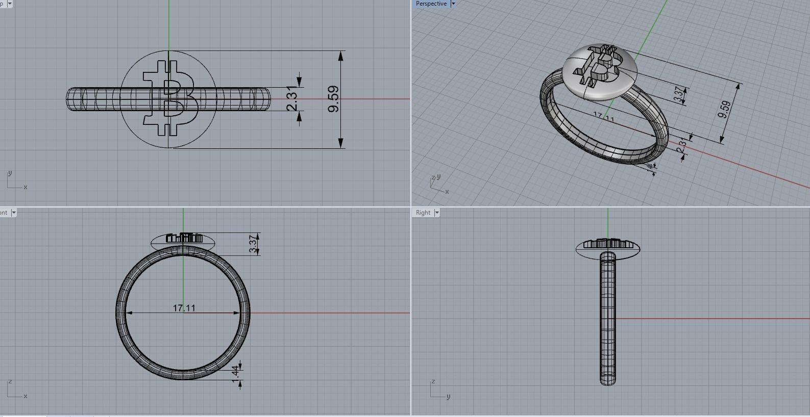 bitcoin crypto new fashion jewelry ring 3d printable 3D print model_1