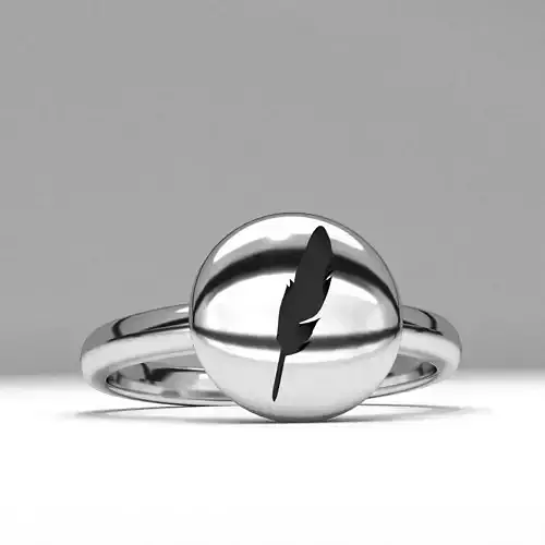 new fashion round feather 3d jewelry ring printable