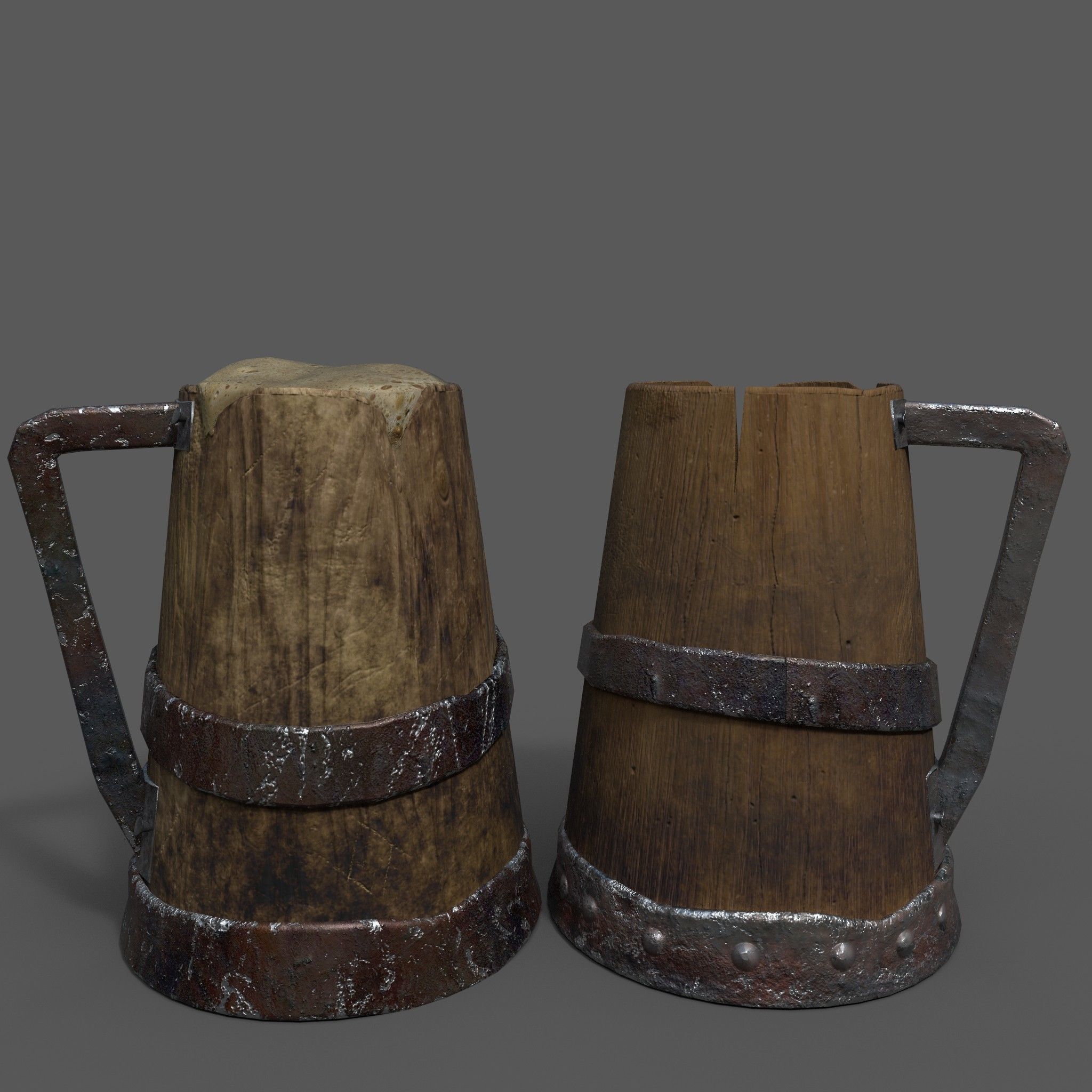 Medieval Style Beer Mug  Low-poly 3D model_6
