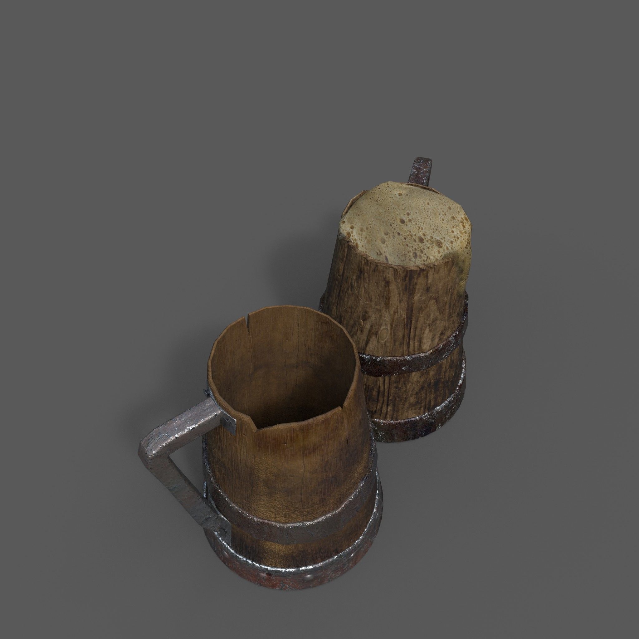 Medieval Style Beer Mug  Low-poly 3D model_10