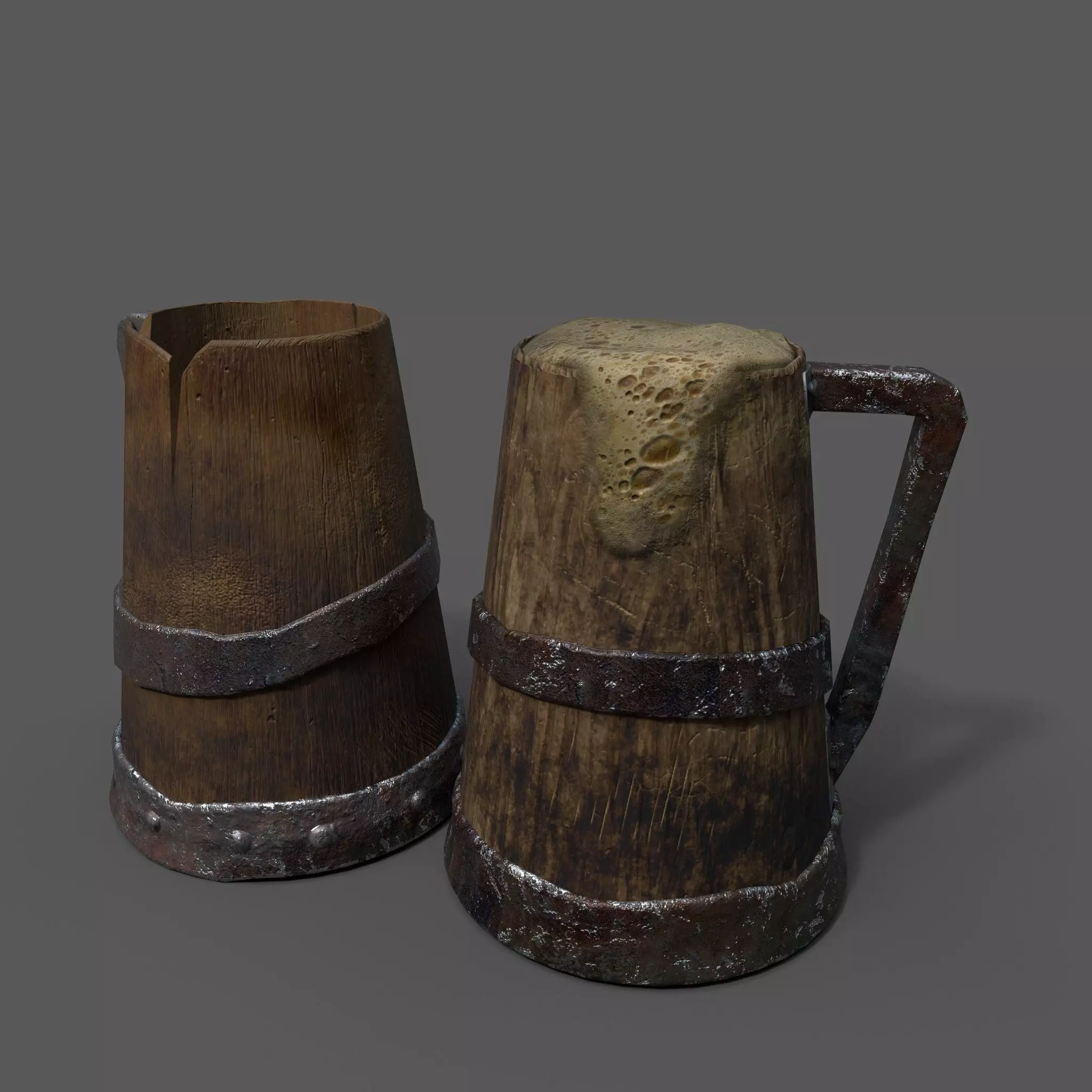 Medieval Style Beer Mug  Low-poly 3D model_0