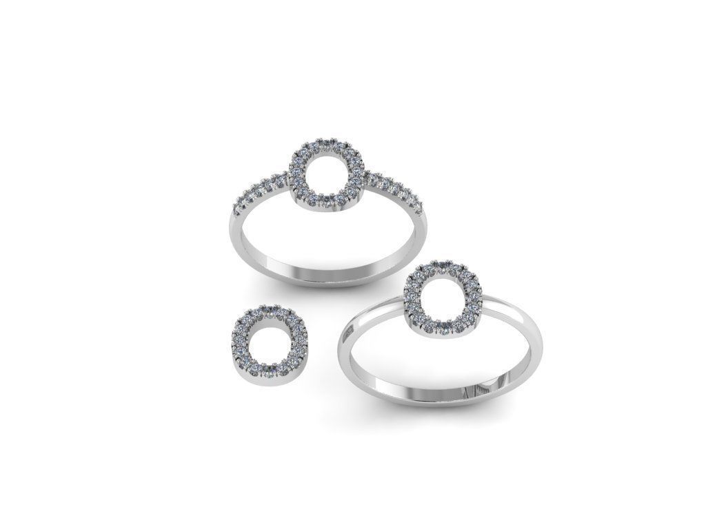 Alphabet letter ring O 3D print model_5