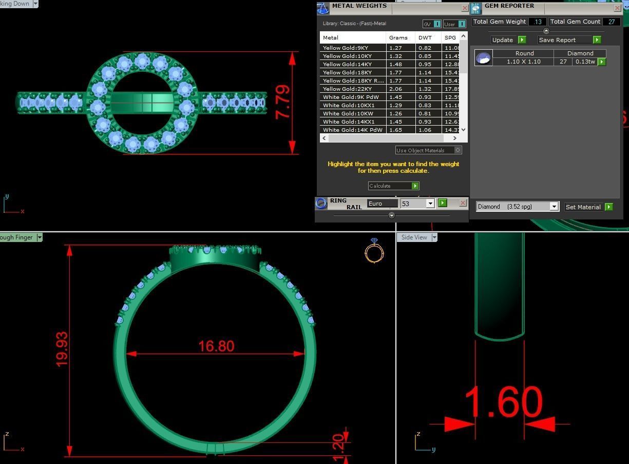 Alphabet letter ring O 3D print model_2
