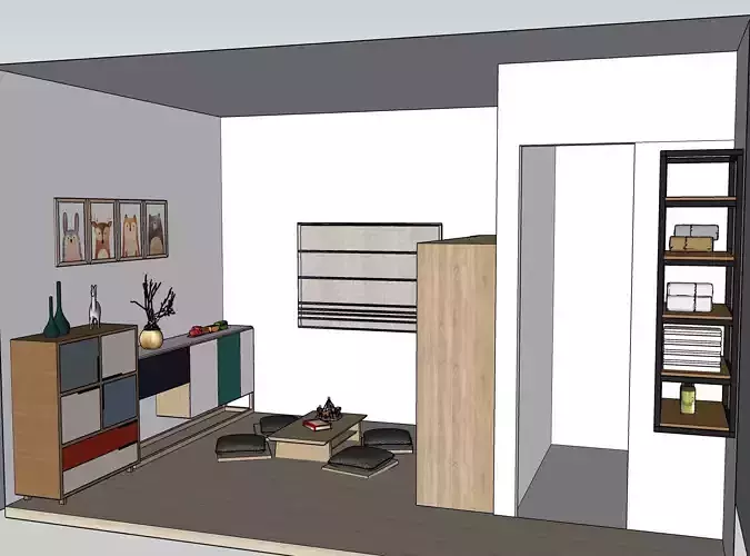 BEDROOM living room with furniture