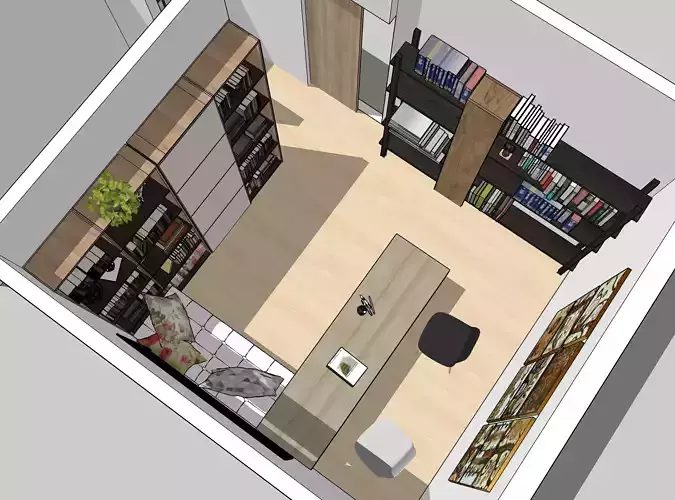 study room2 Free 3D model