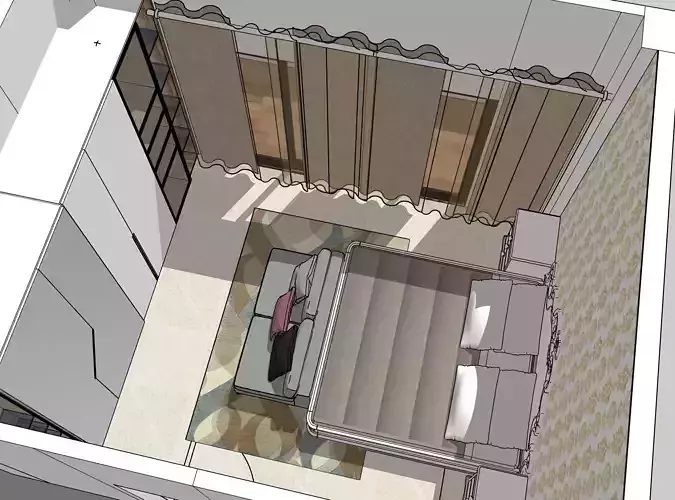 bedroom room with bed and sofa