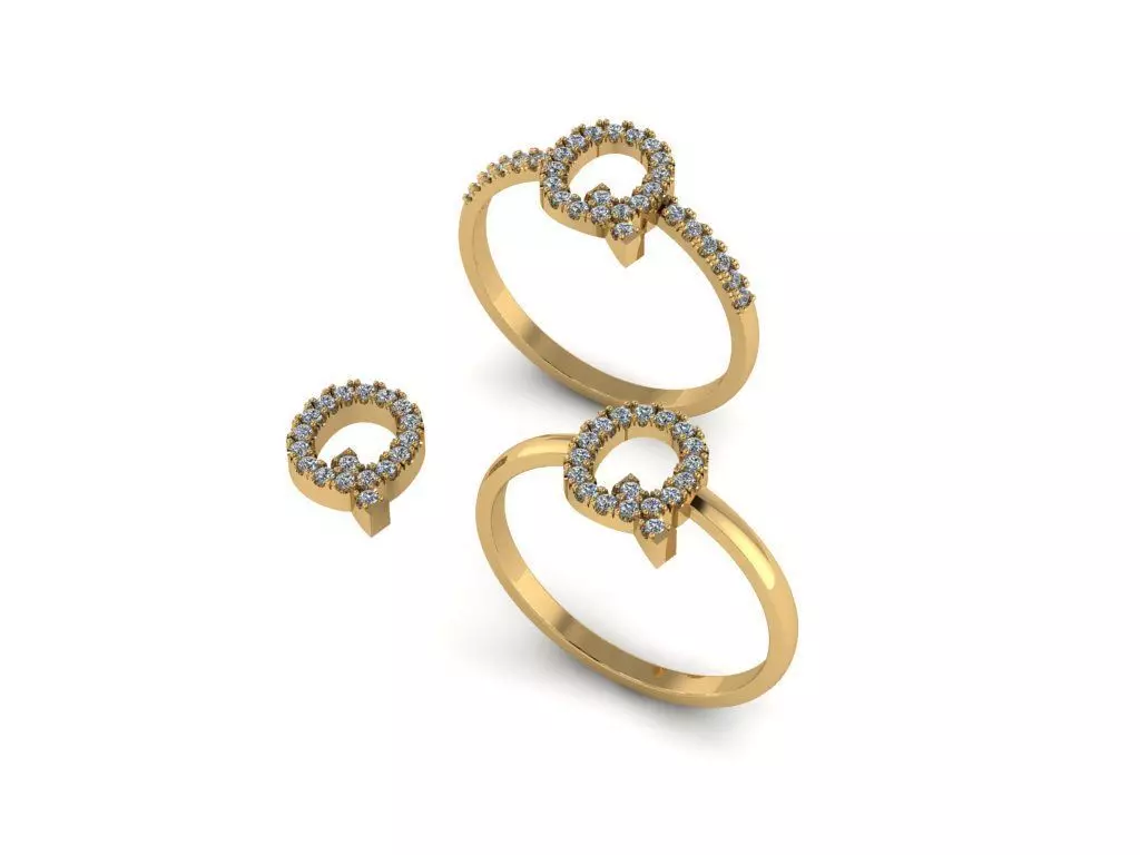 Alphabet letter ring Q 3D print model_0