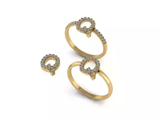 Alphabet letter ring Q 3D print model
