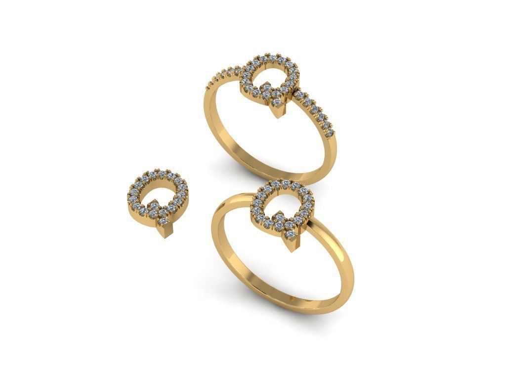 Alphabet letter ring Q 3D print model_3