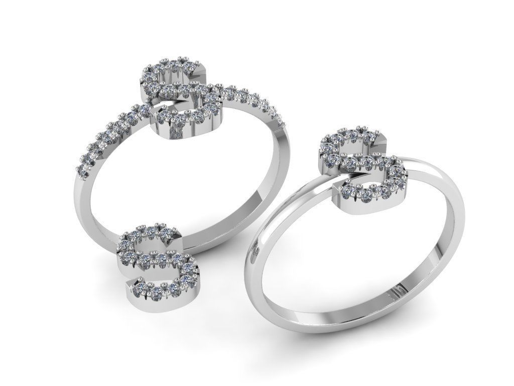 Alphabet letter ring S 3D print model_6