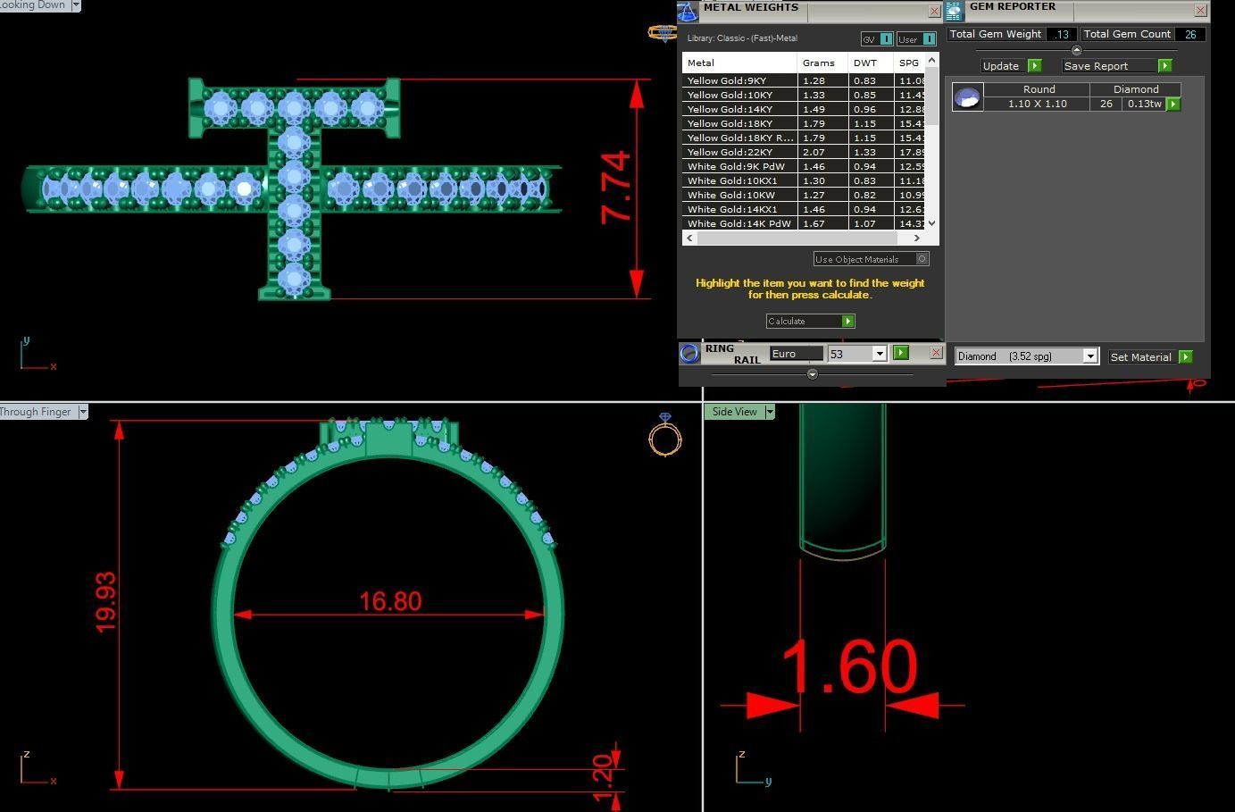 Alphabet letter ring T 3D print model_2