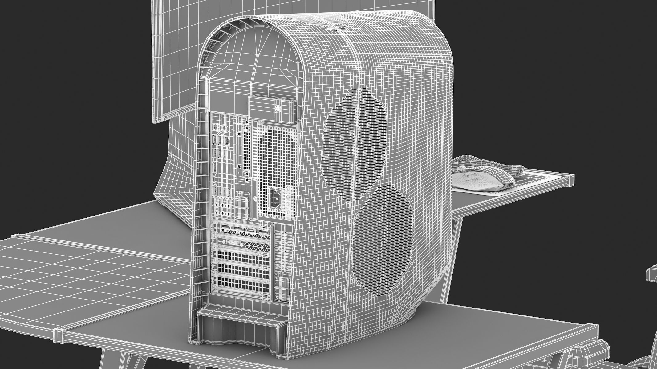 Gaming Set desk with chair and monitor 3D model_36