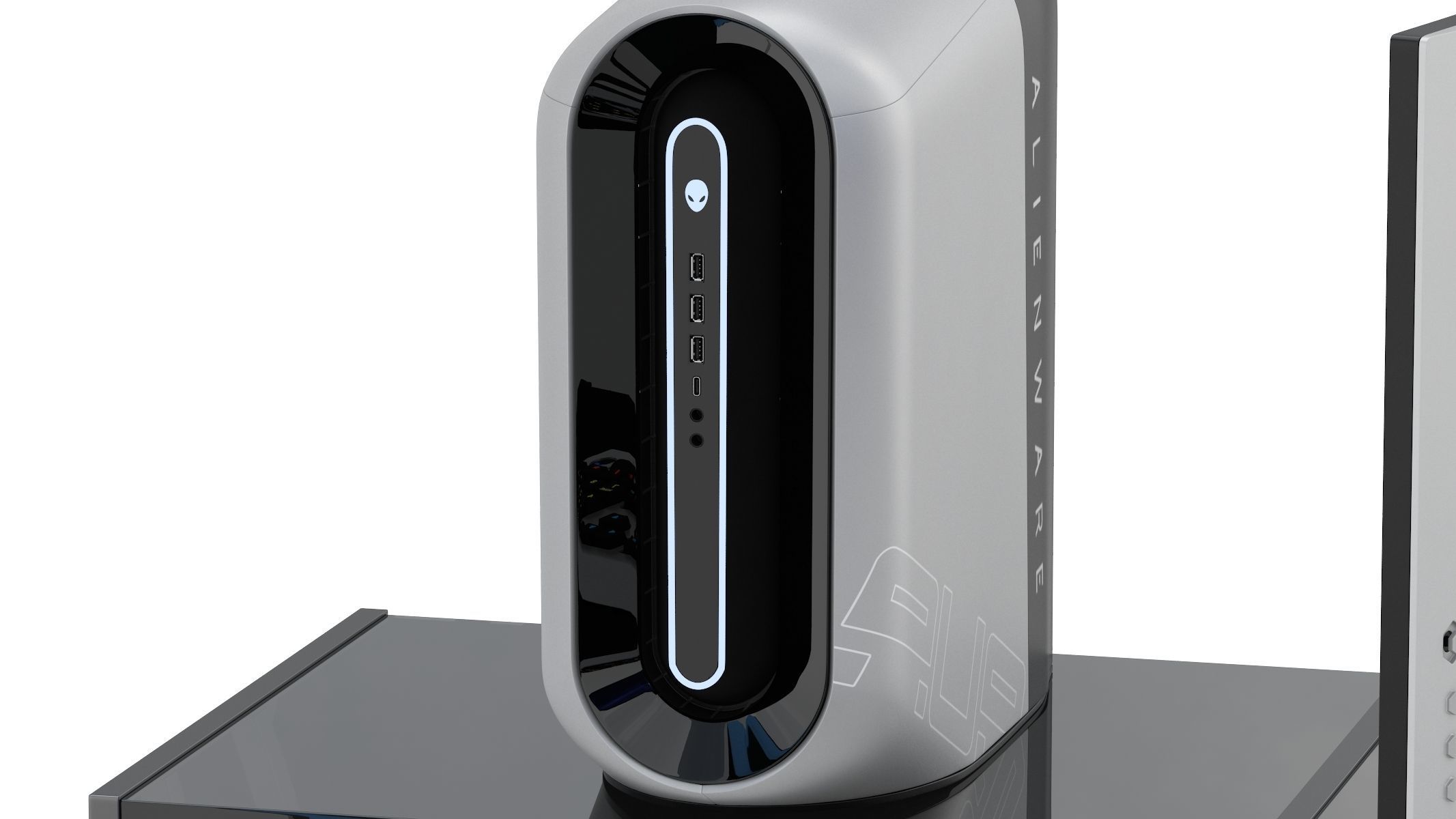 Gaming Set desk with chair and monitor 3D model_11