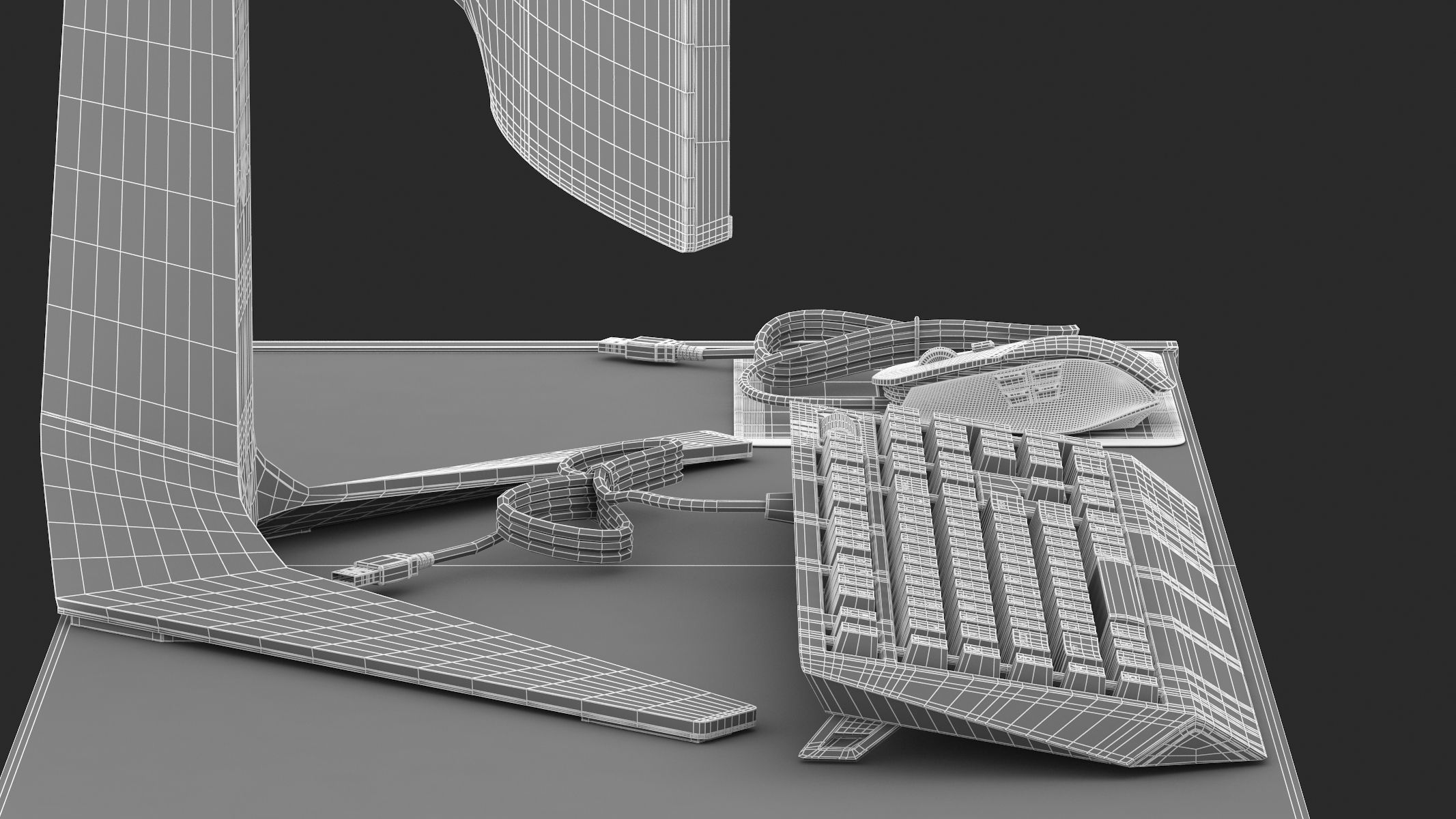 Gaming Set desk with chair and monitor 3D model_37