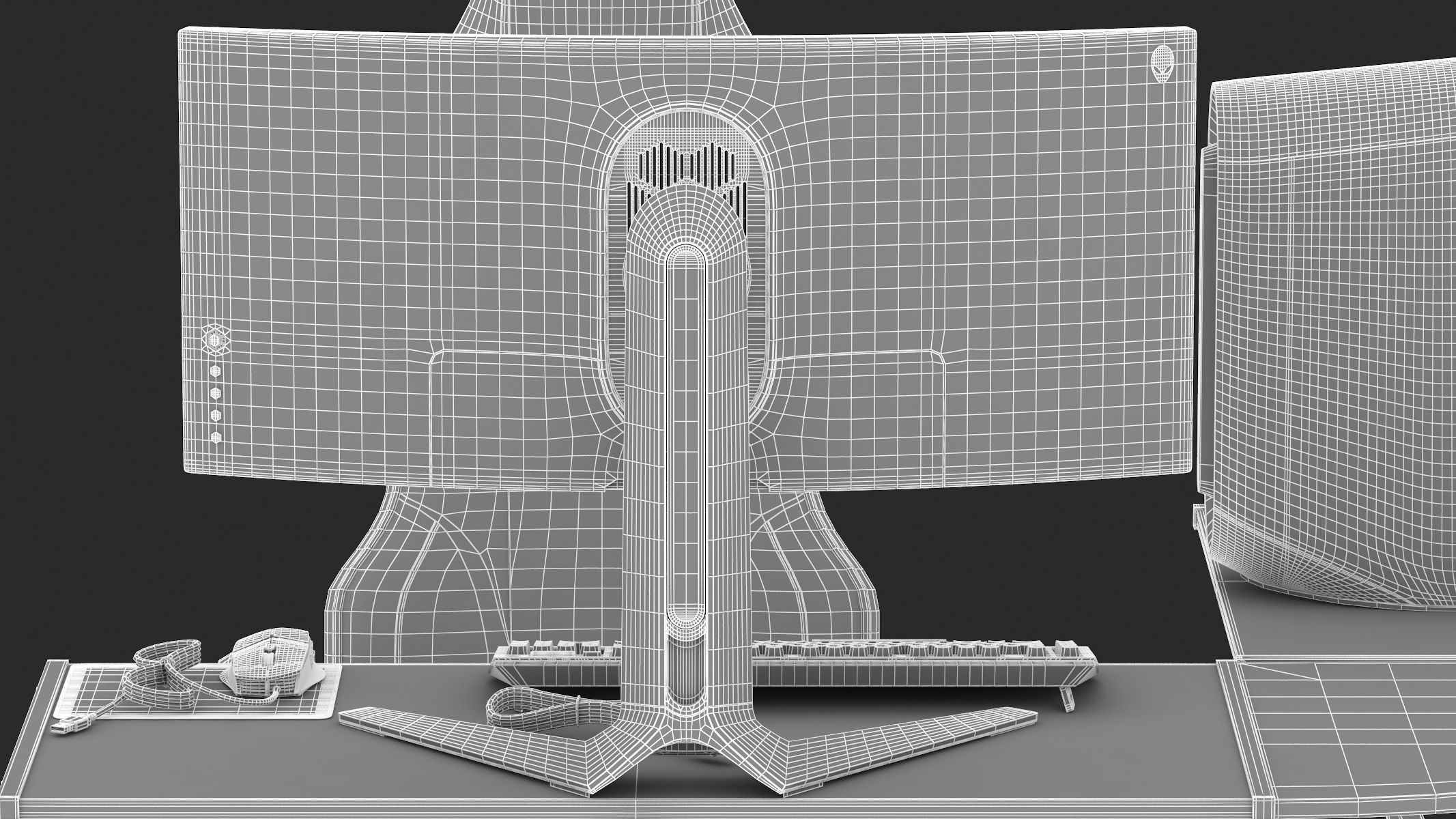 Gaming Set desk with chair and monitor 3D model_39