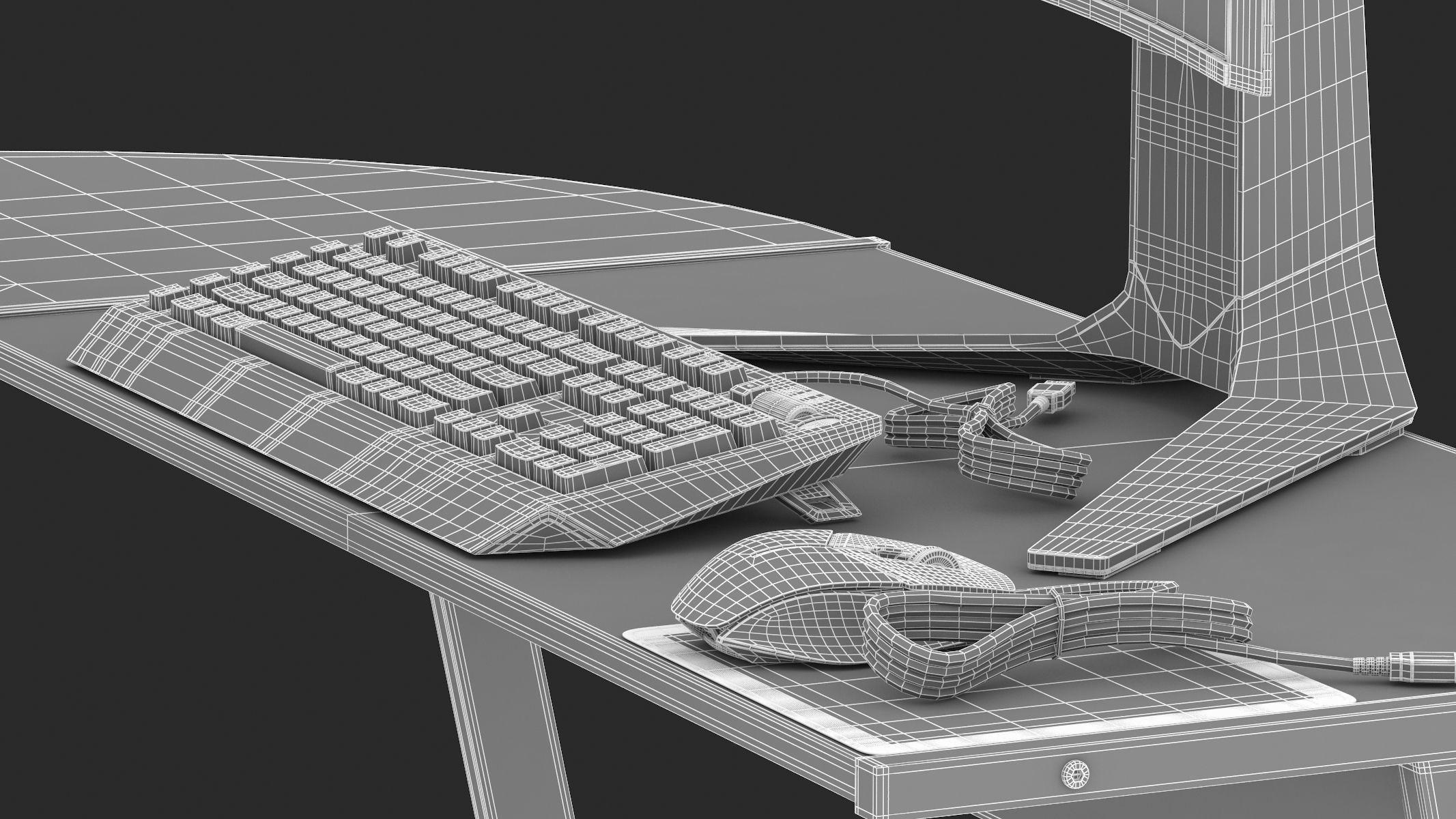 Gaming Set desk with chair and monitor 3D model_33