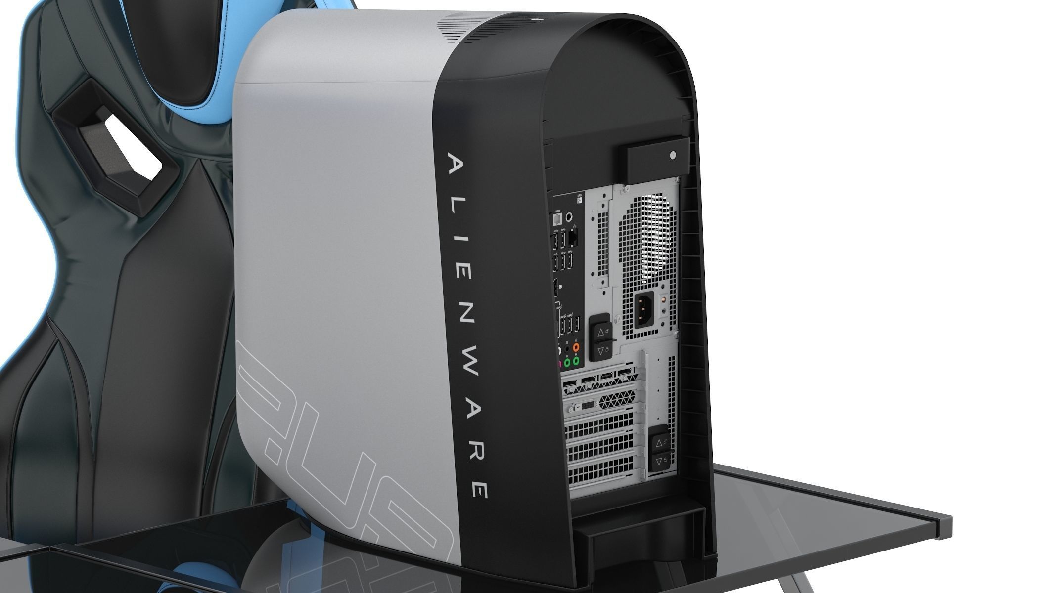 Gaming Set desk with chair and monitor 3D model_18