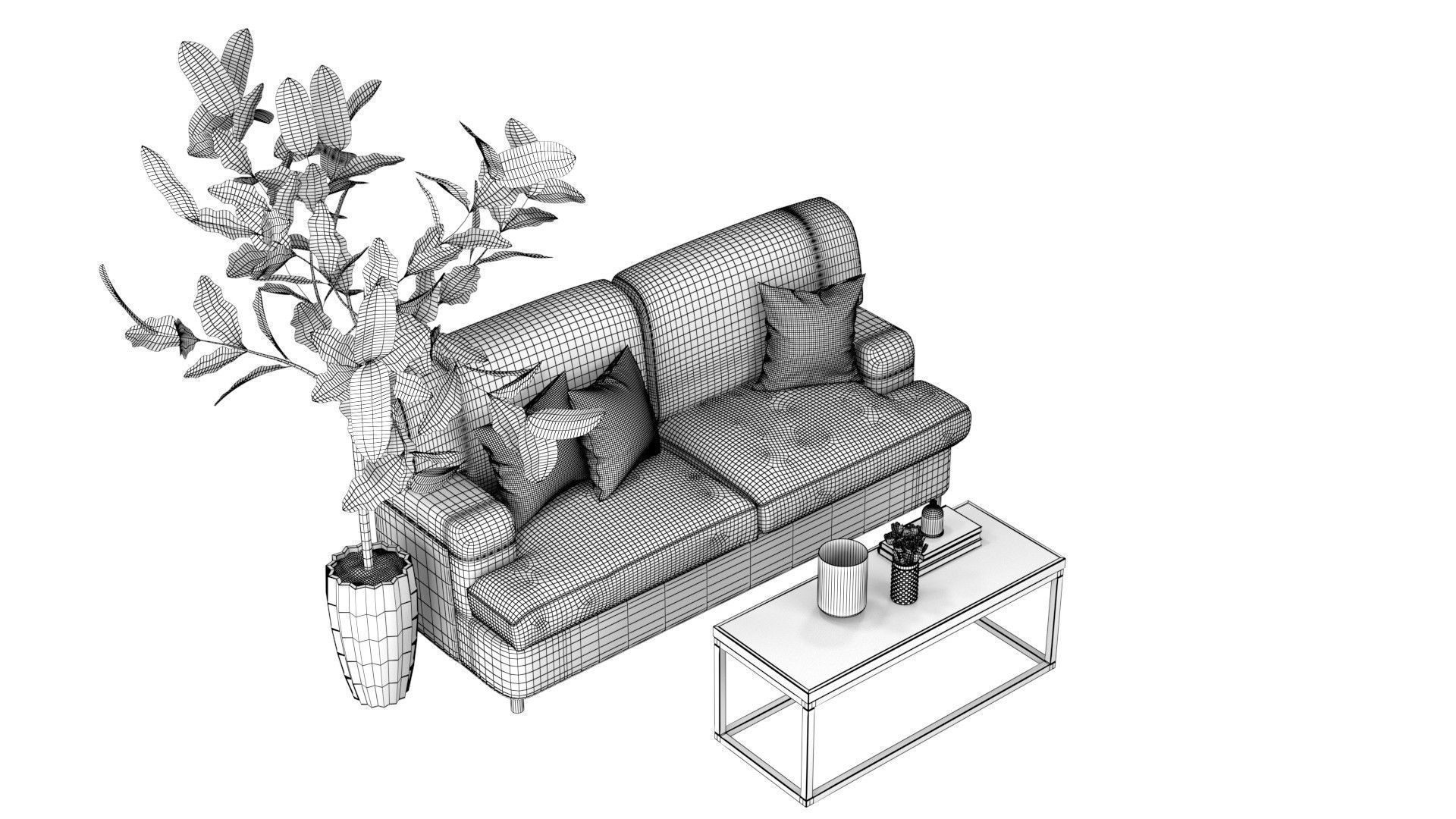 Living C - Fig Tree and Tulips Low-poly 3D model_5