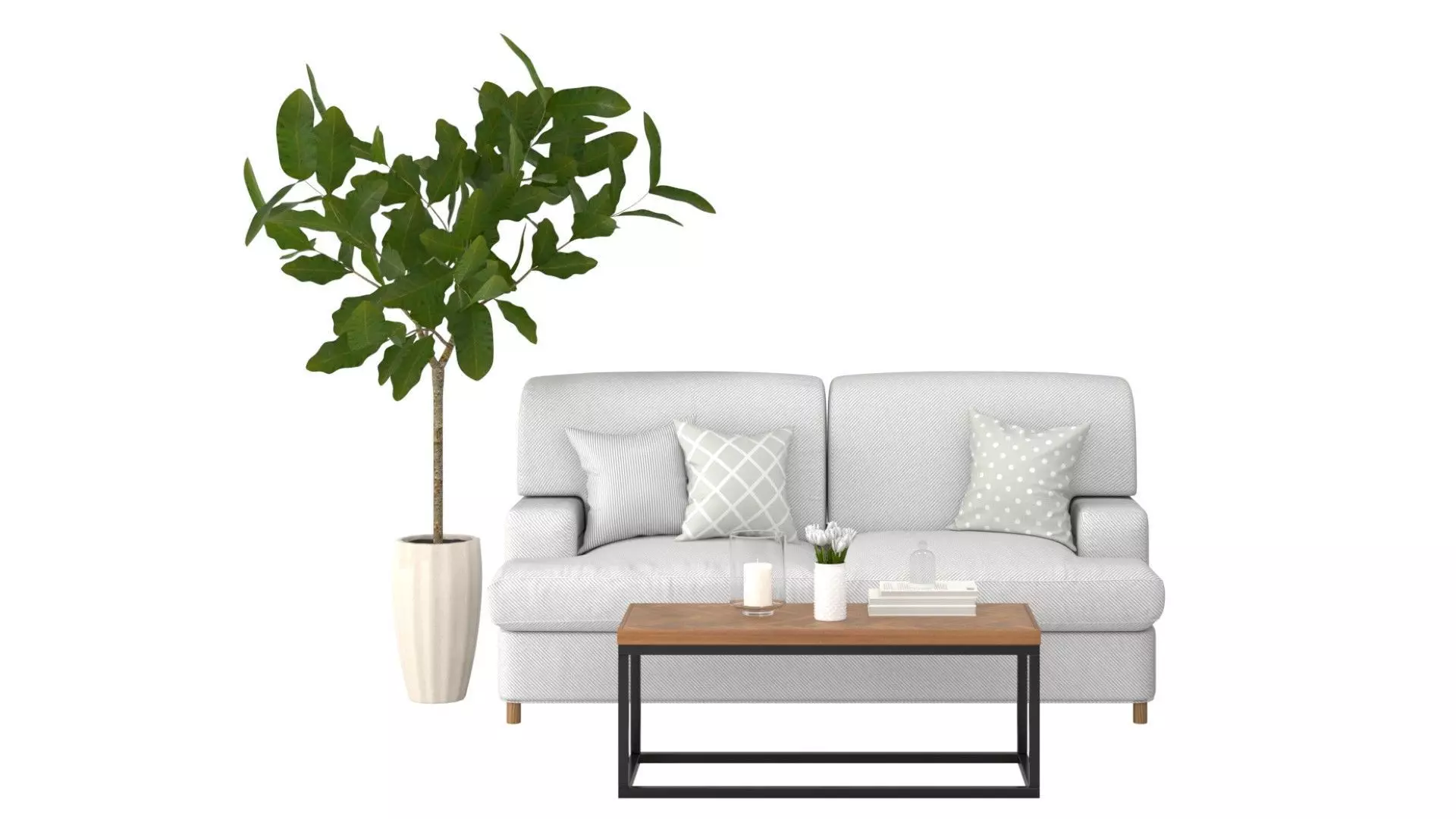 Living C - Fig Tree and Tulips Low-poly 3D model_0