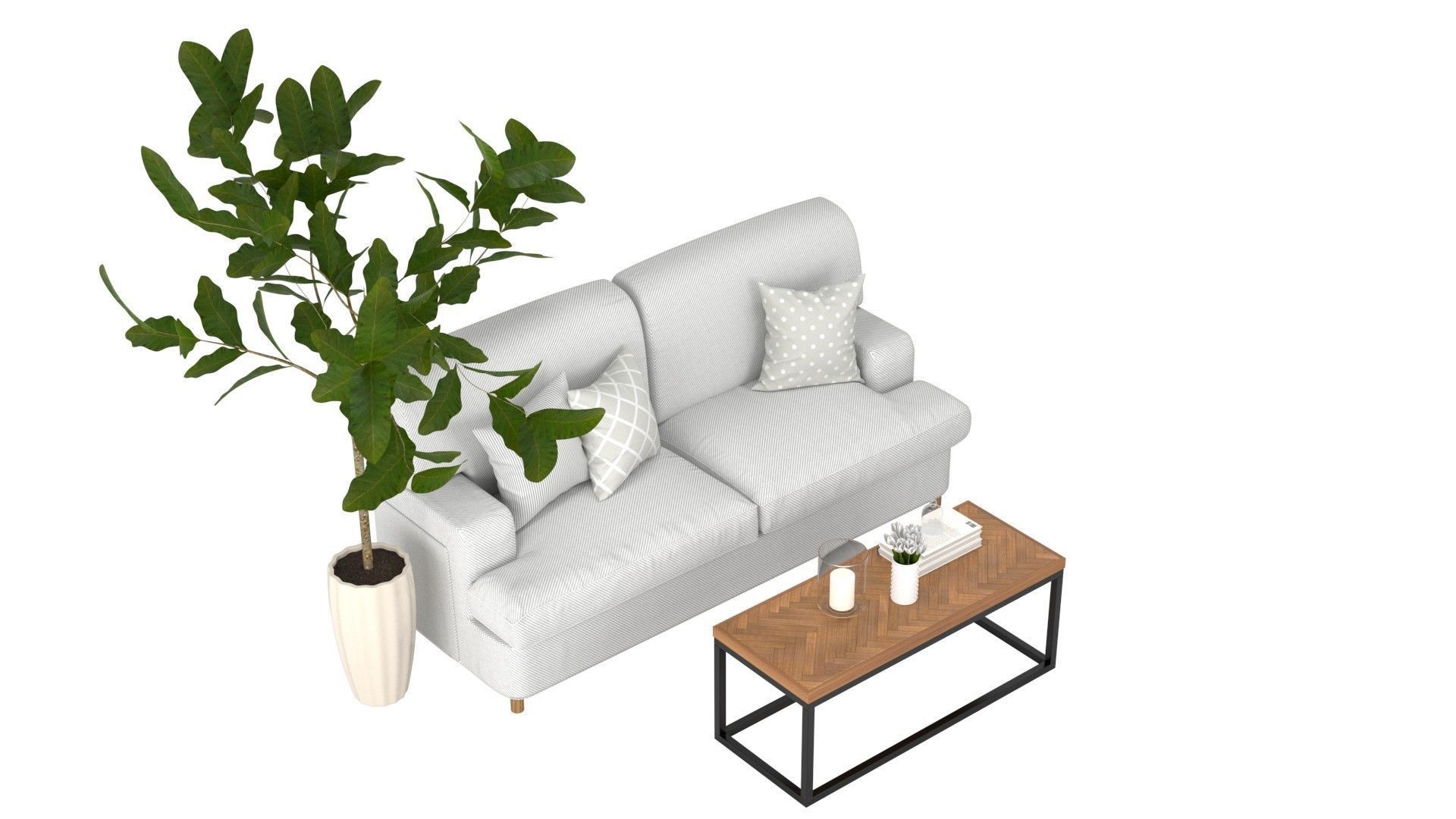 Living C - Fig Tree and Tulips Low-poly 3D model_4