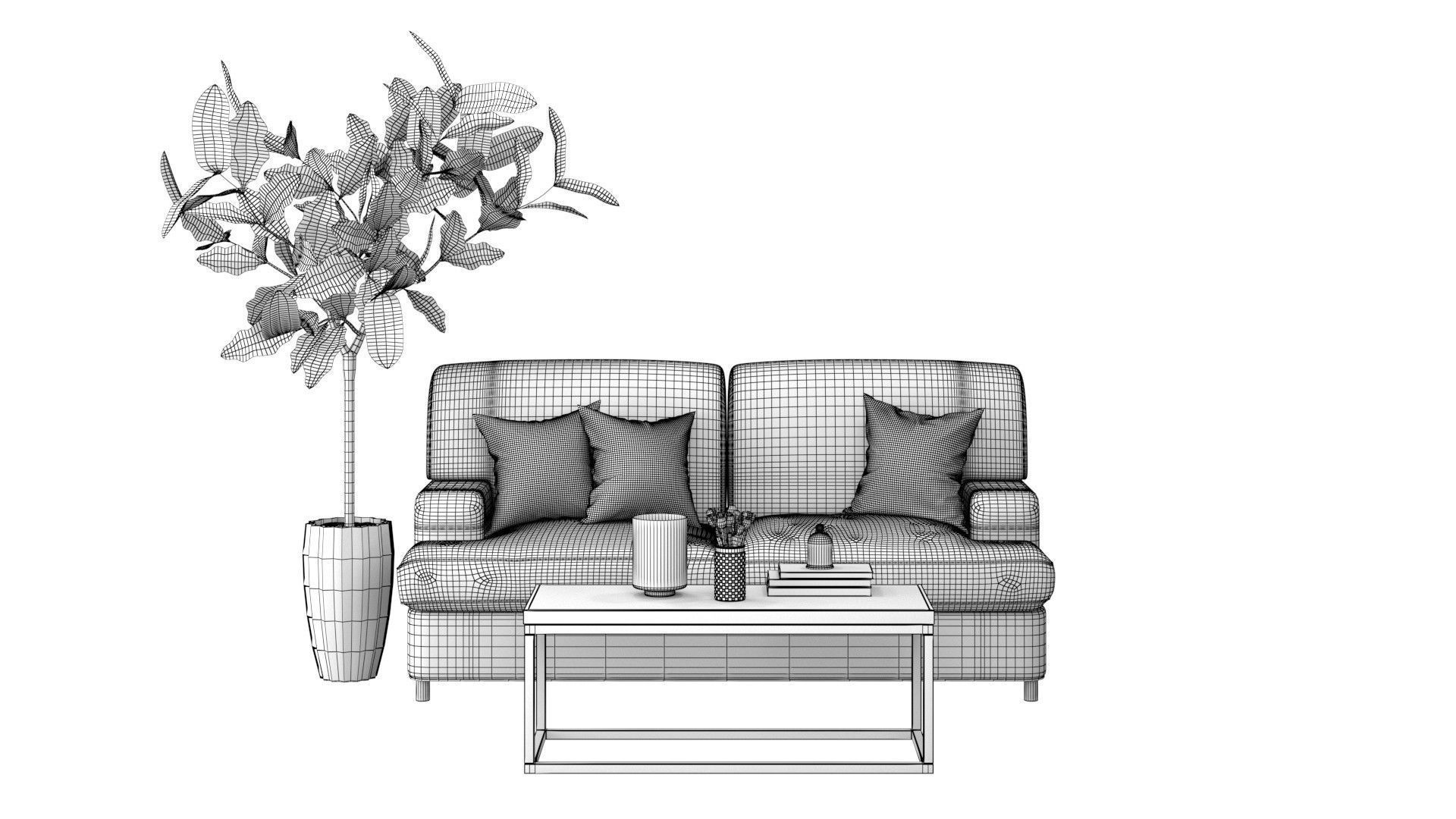 Living C - Fig Tree and Tulips Low-poly 3D model_9