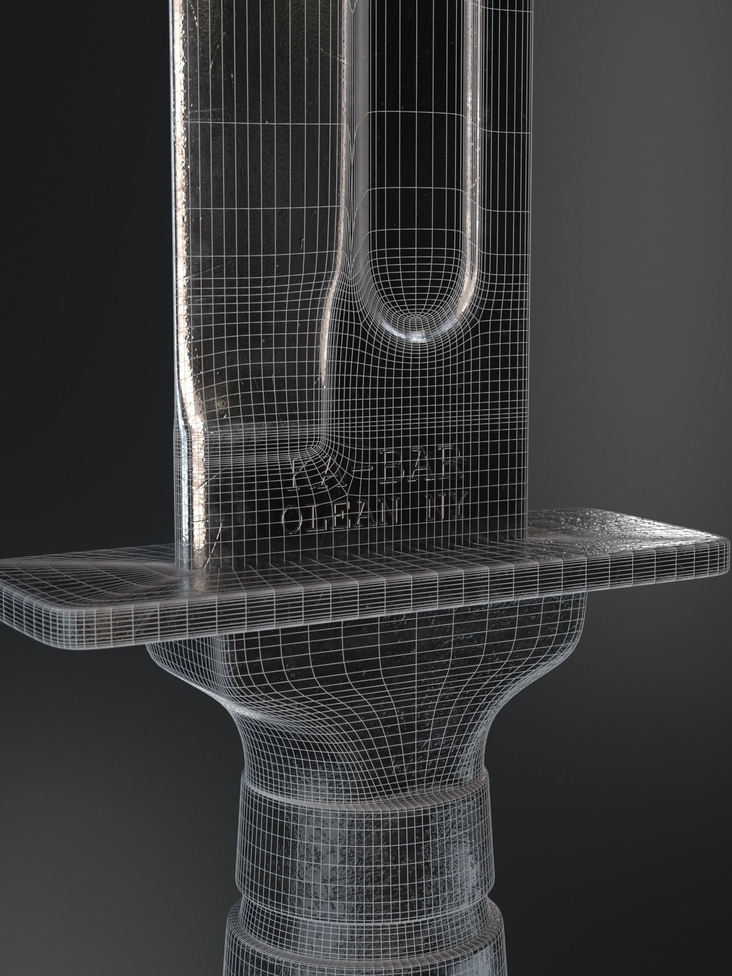 KA-BAR Combat Knife Low-poly 3D model_7