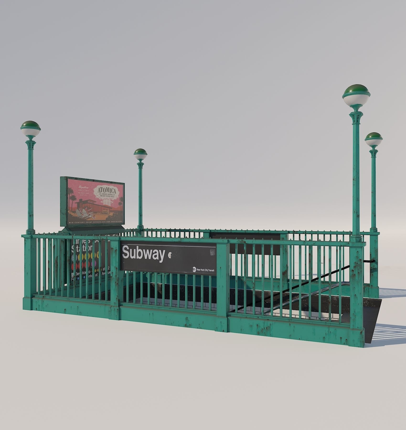 New York City elements Low-poly 3D model_3