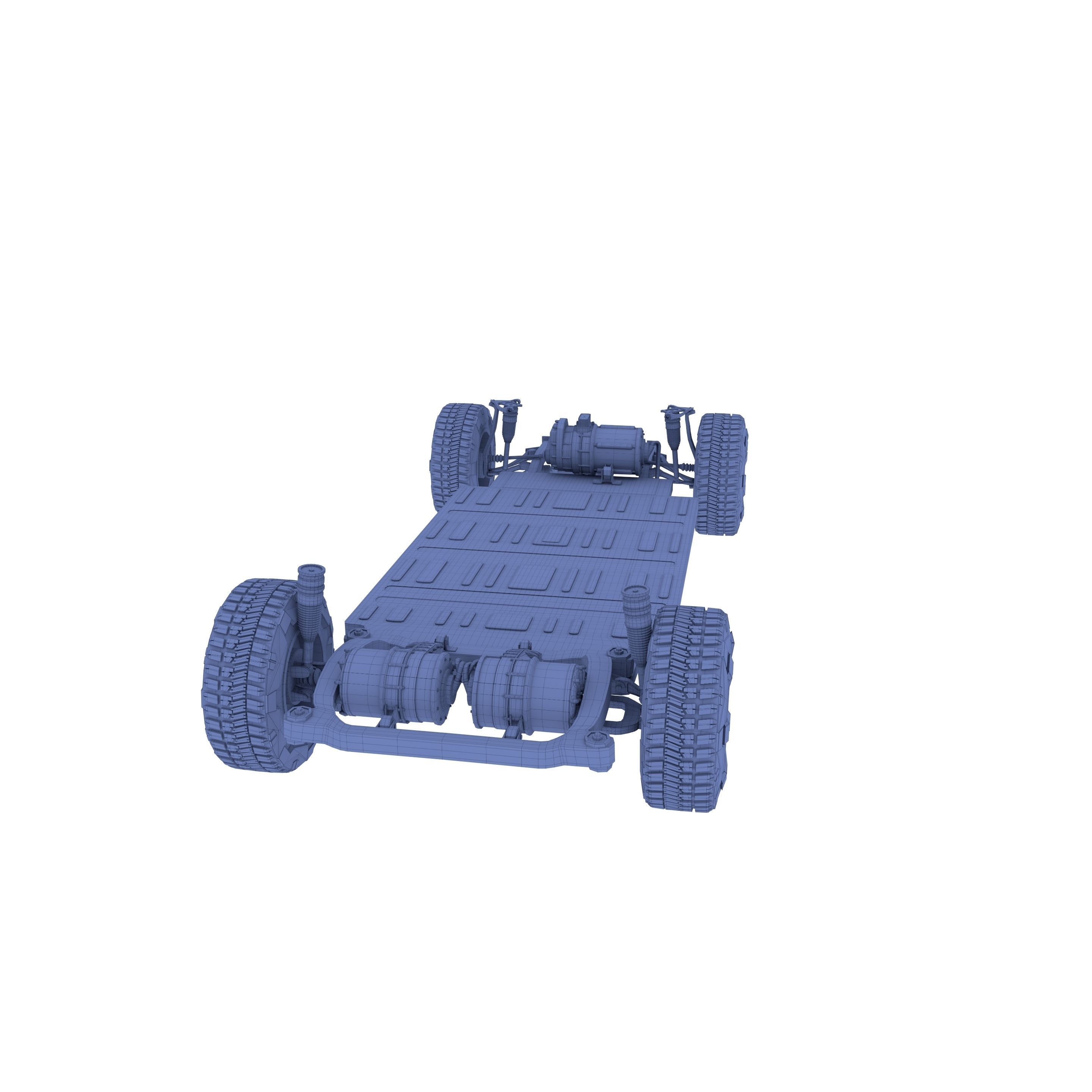 Tesla Cybertruck with chassis Blue 3D model_37