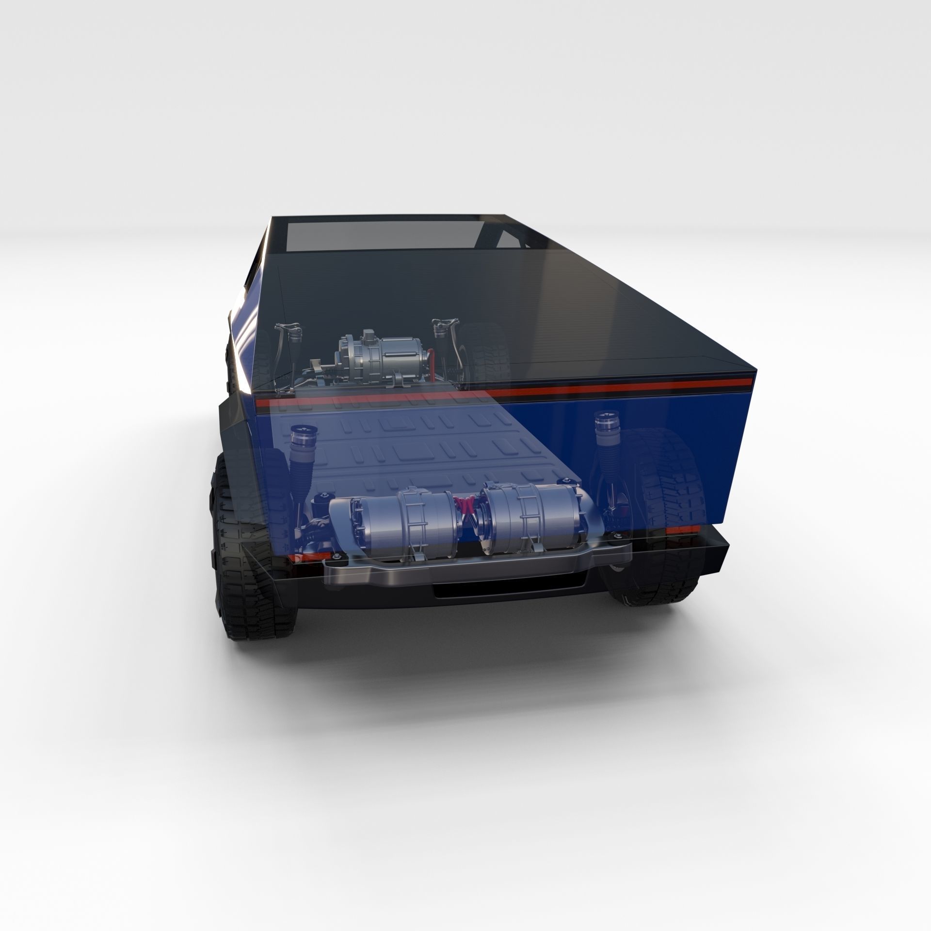 Tesla Cybertruck with chassis Blue 3D model_71
