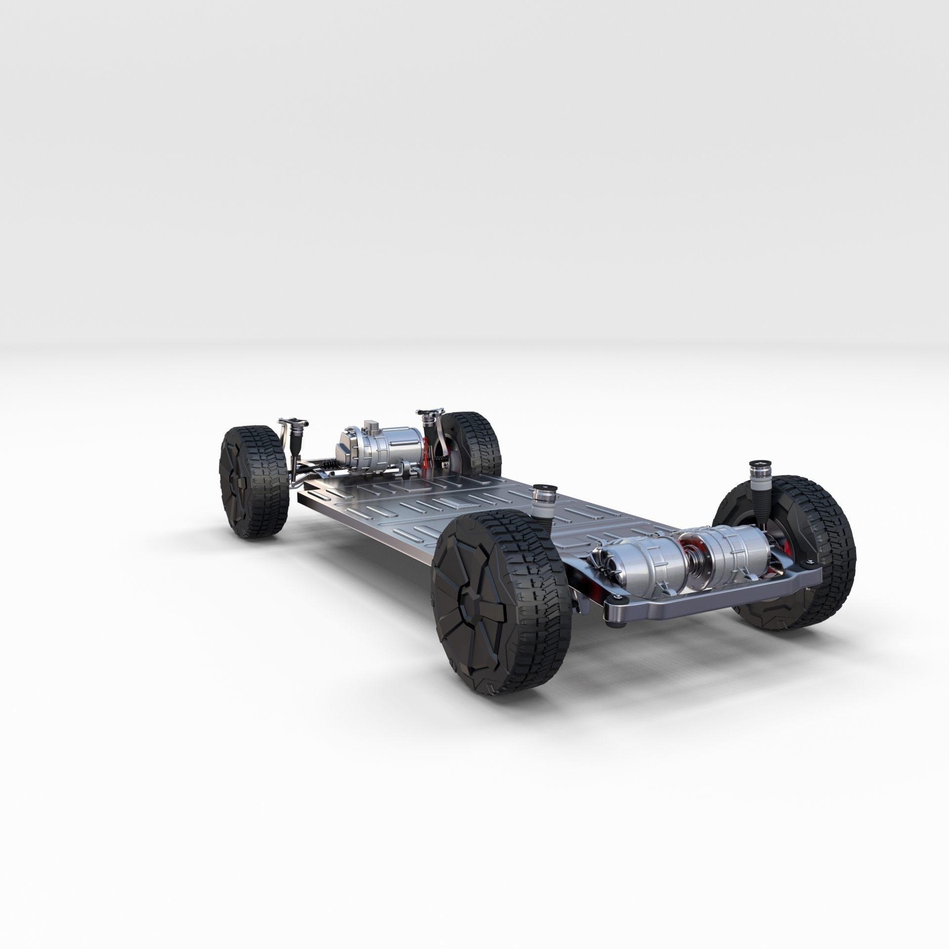 Tesla Cybertruck with chassis Blue 3D model_20