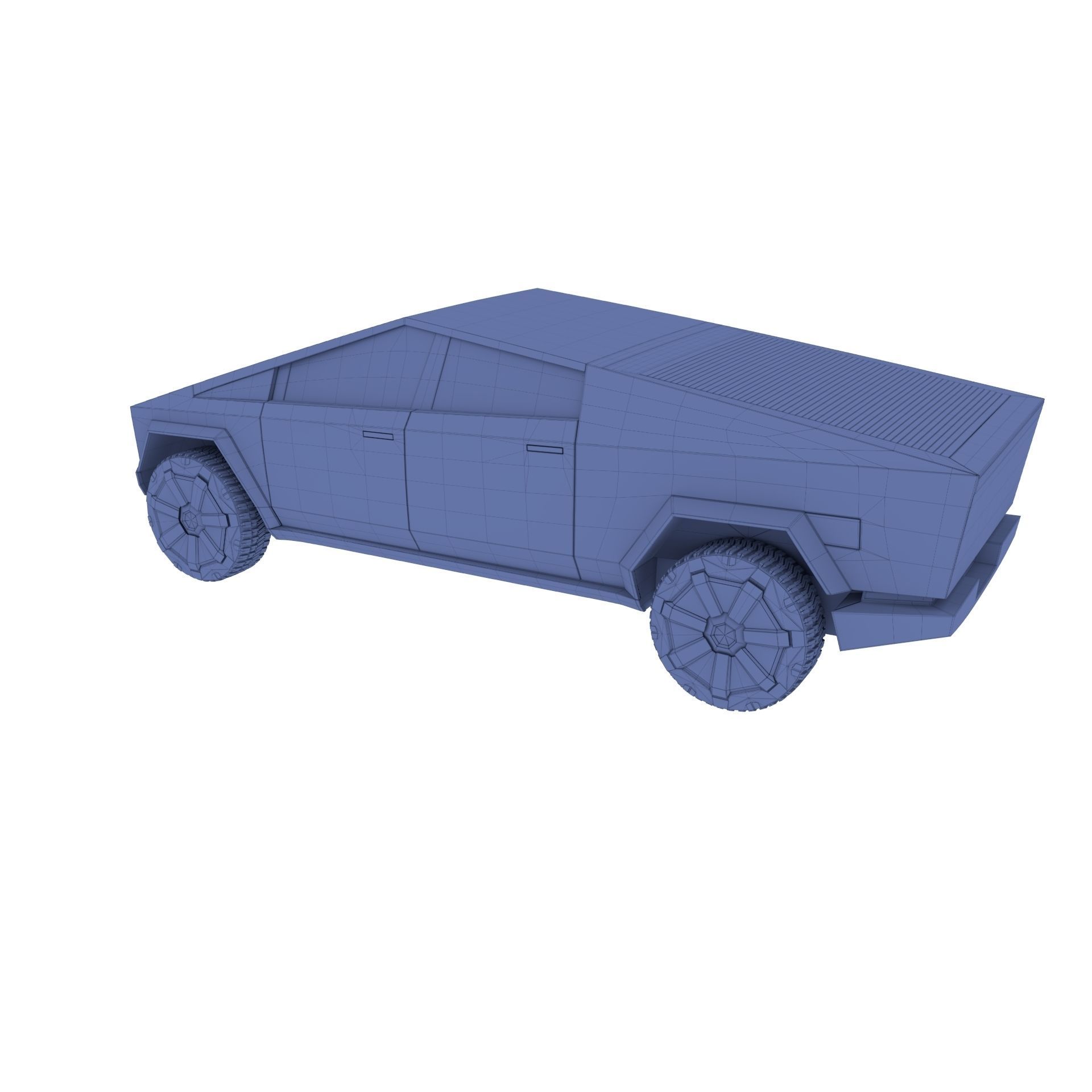 Tesla Cybertruck with chassis Blue 3D model_78