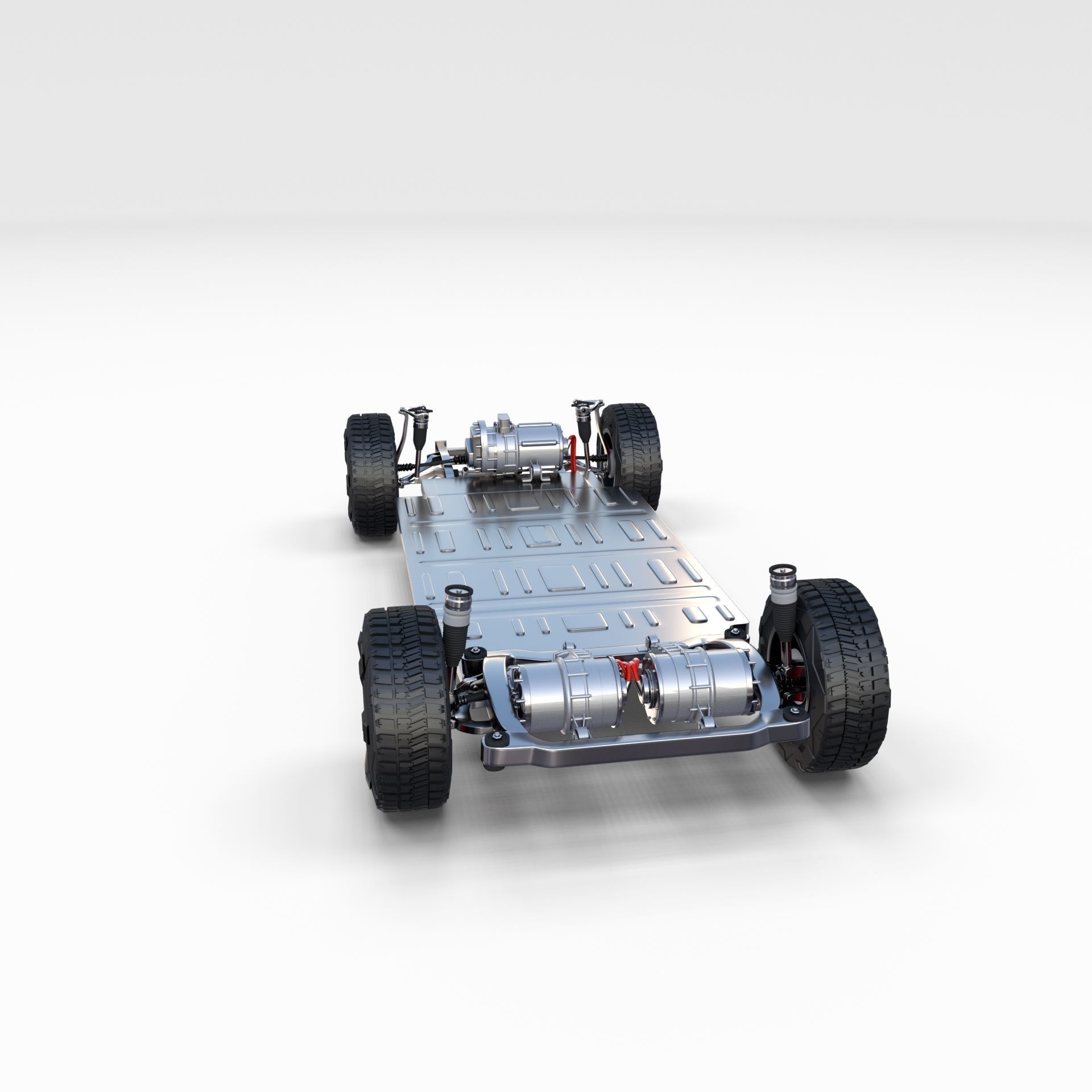 Tesla Cybertruck with chassis Blue 3D model_23