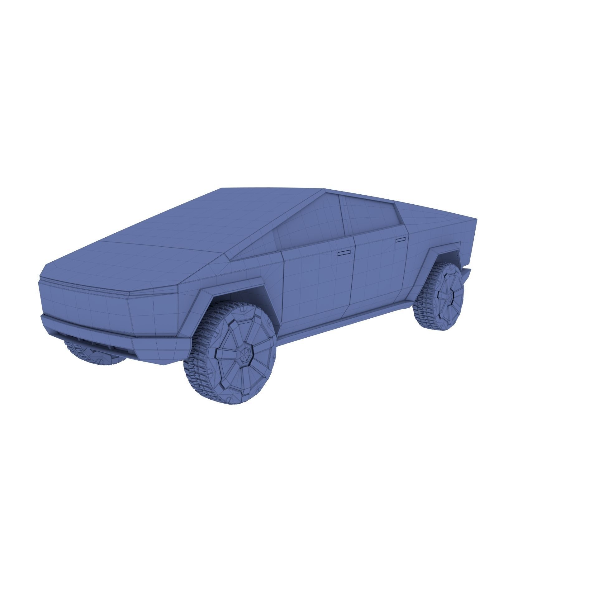 Tesla Cybertruck with chassis Blue 3D model_75