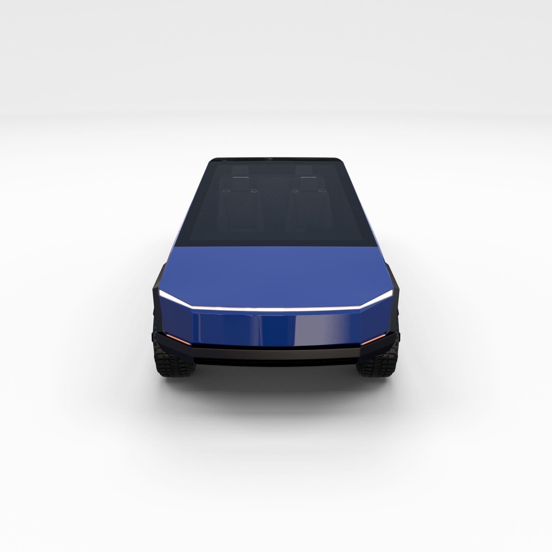Tesla Cybertruck with chassis Blue 3D model_8