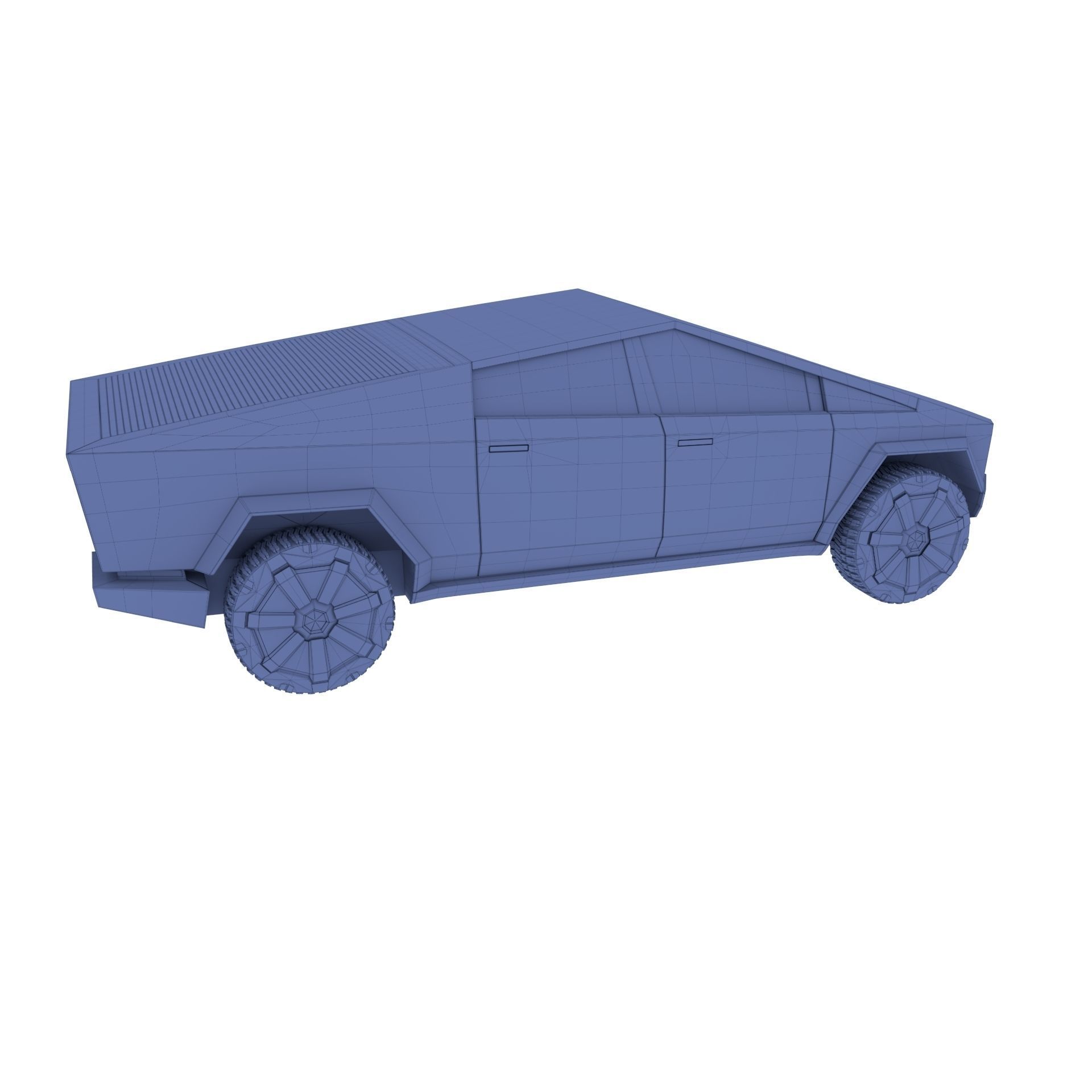 Tesla Cybertruck with chassis Blue 3D model_79