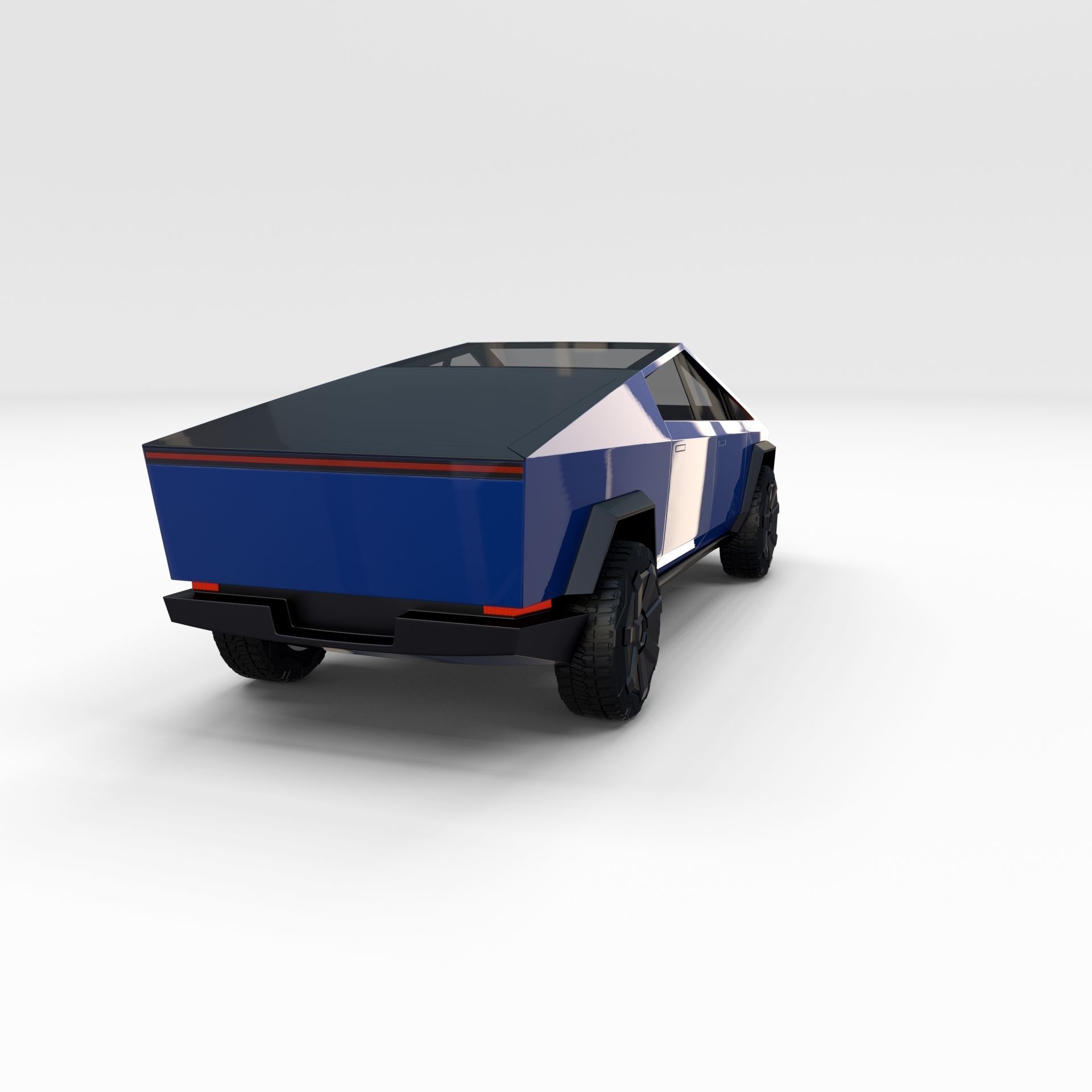 Tesla Cybertruck with chassis Blue 3D model_6