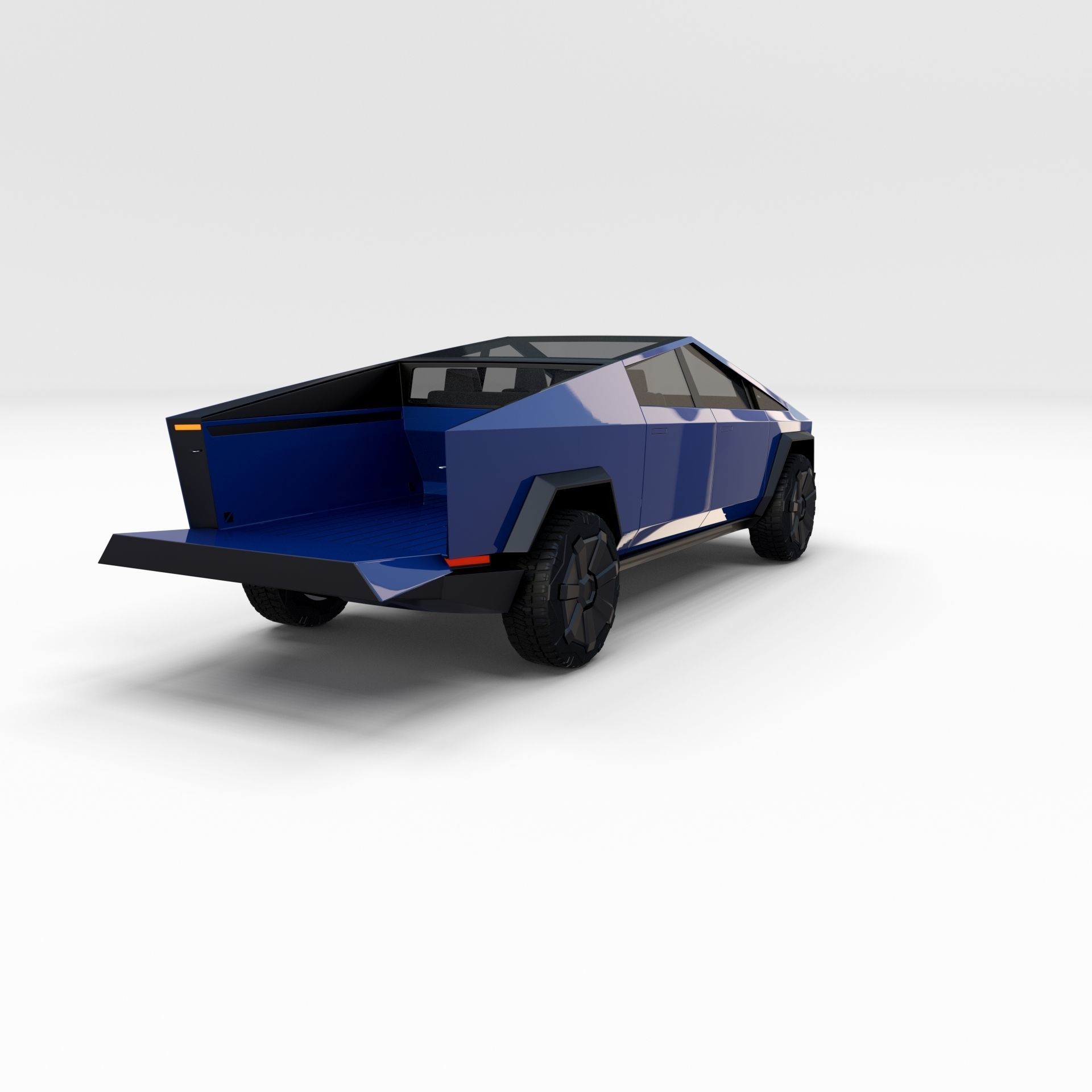 Tesla Cybertruck with chassis Blue 3D model_48